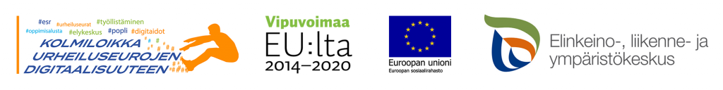 Kolmiloikka urheiluseurojen digitaalisuuteen logo sekä rahoittajan logot